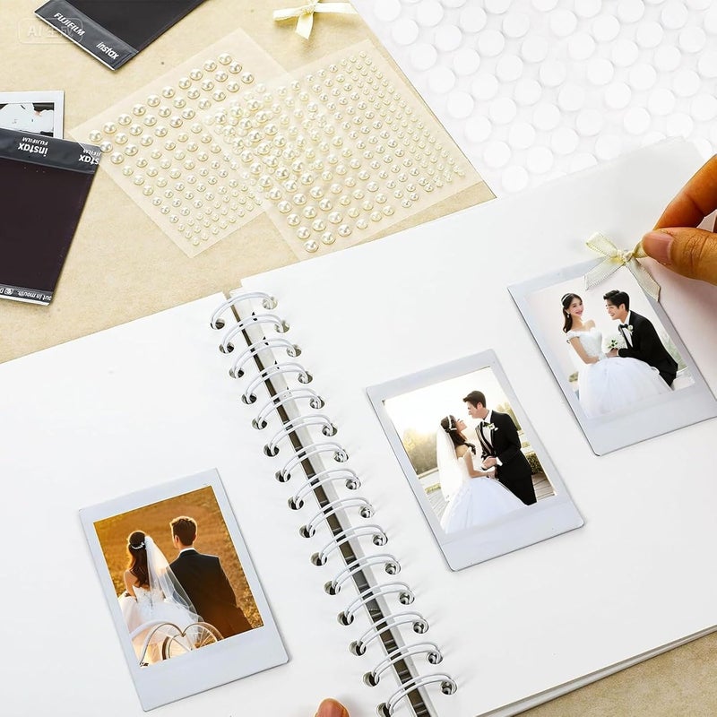 NUOLUTH Modern Letters To The Bride Scrapbook:8 x 8 Inch Wedding Memory Book Bridal DIY Blank Paper Scrapbook Photo Album Guest Book Sign with Pearl Stickers, Bows,Metallic Letters Silver - Image 2